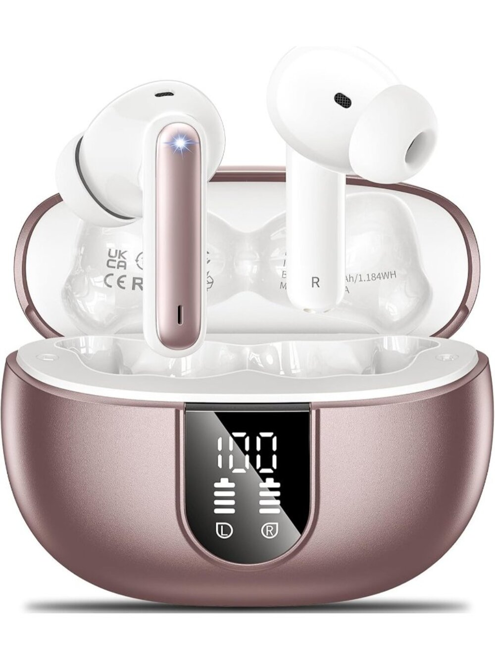 Wireless Pink Gold HiFi Stereo Noise Canceling 42Hs Playtime Bluetooth Earbud